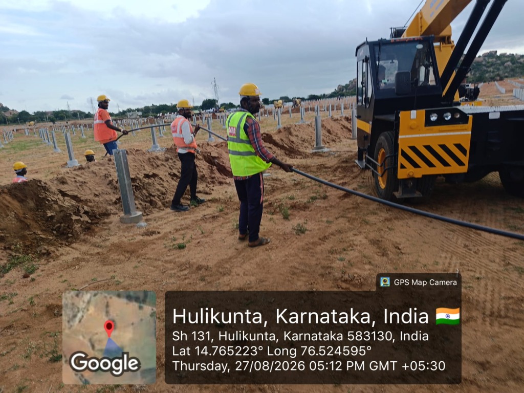 Cable Laying & Trench Execution with Crane at Hulikunte Site