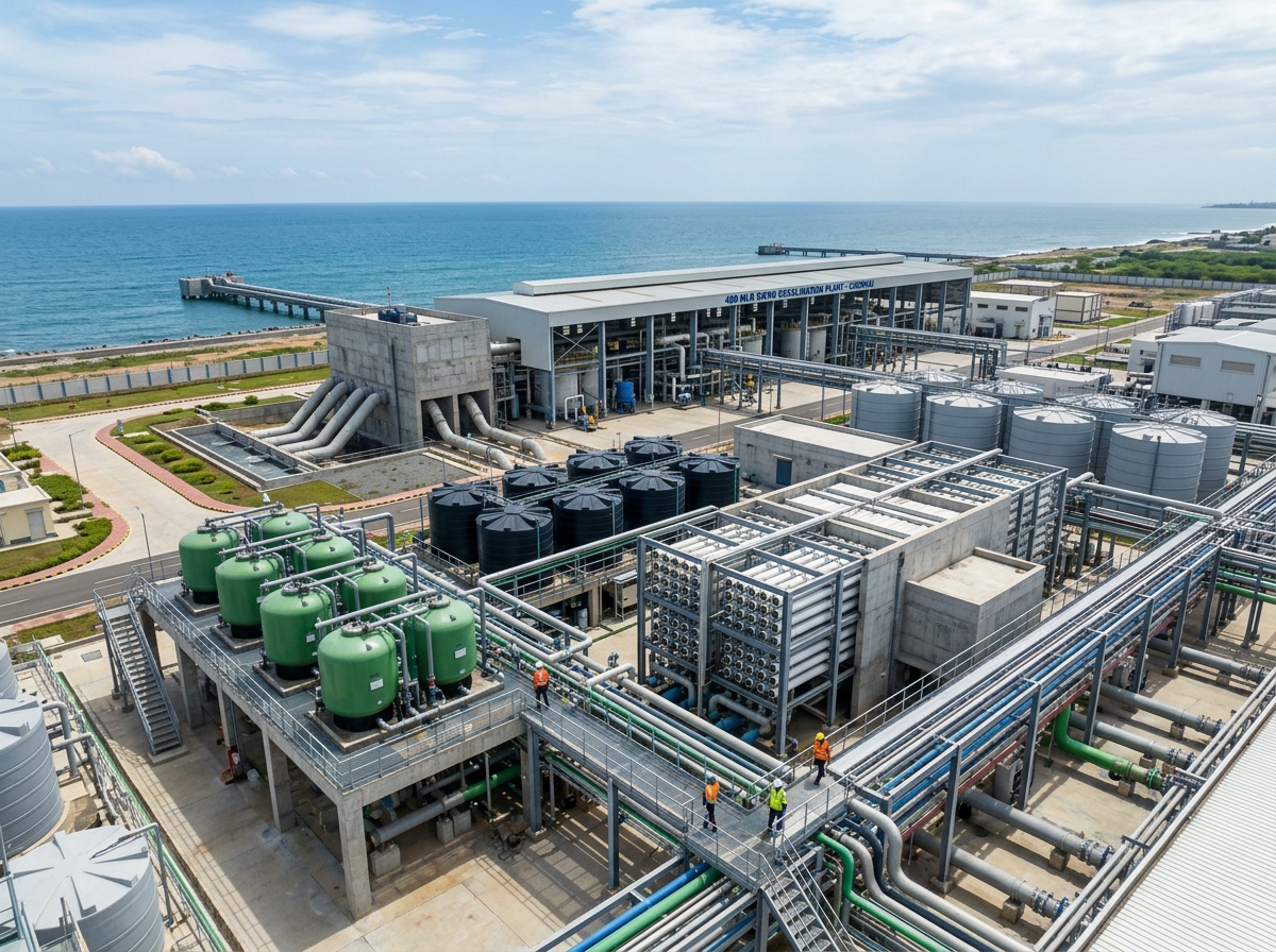 400 MLD SWRO Desalination Plant Civil and Allied Works at Perur Chennai by AARAA Infrastructure
