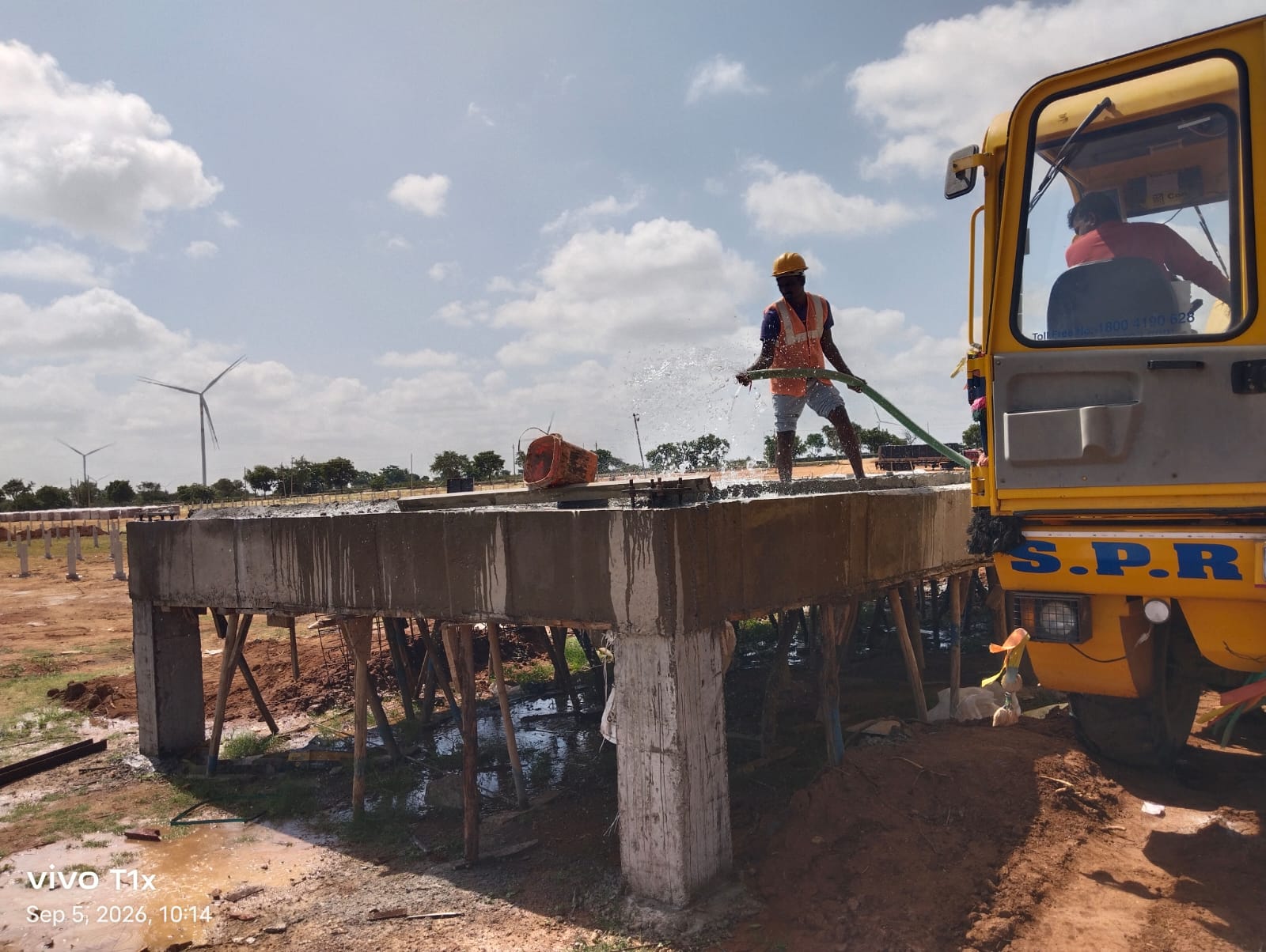 Photo 01: Auger Boring & Foundation Hole Drilling Operations for MMS Mounting Posts at Hulikunte